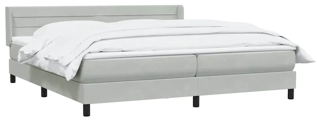 vidaXL Box Spring κρεβάτι με στρώμα ανοιχτό γκρι 200x210 cm Βελούδινο