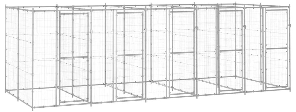 vidaXL Κλουβί Σκύλου Εξωτερικού Χώρου 12,1 μ² από Γαλβανισμένο Χάλυβα