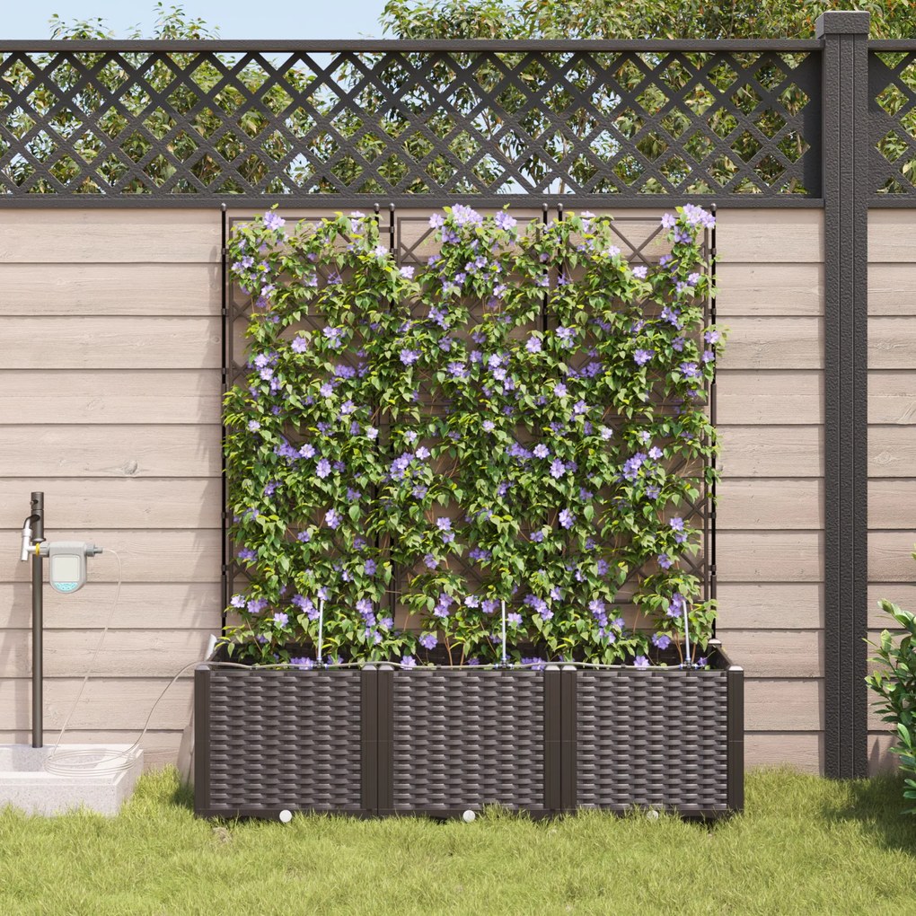 vidaXL Γλάστρες Κήπου 1 τεμ Καφασωτό Καφέ 120 x 40 x 142 cm Πλαστικό