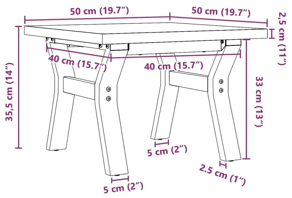 Τραπεζάκι Σαλονιού Πλαίσιο Y Μασίφ Πεύκο/Χυτοσίδηρος - Καφέ