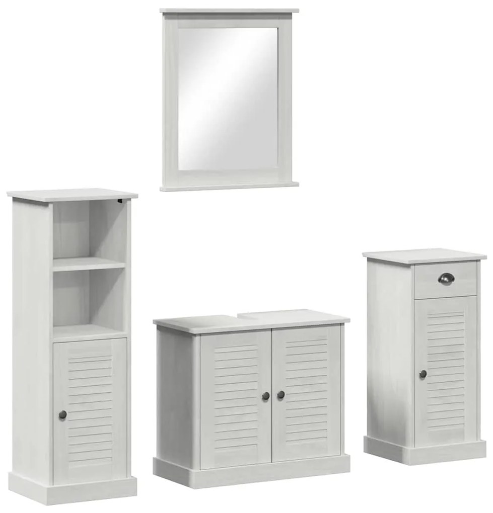 vidaXL Σετ Επίπλων Μπάνιου με ράφι 3 pcs Λευκό αντικέ 37 x 34 x 110 εκ