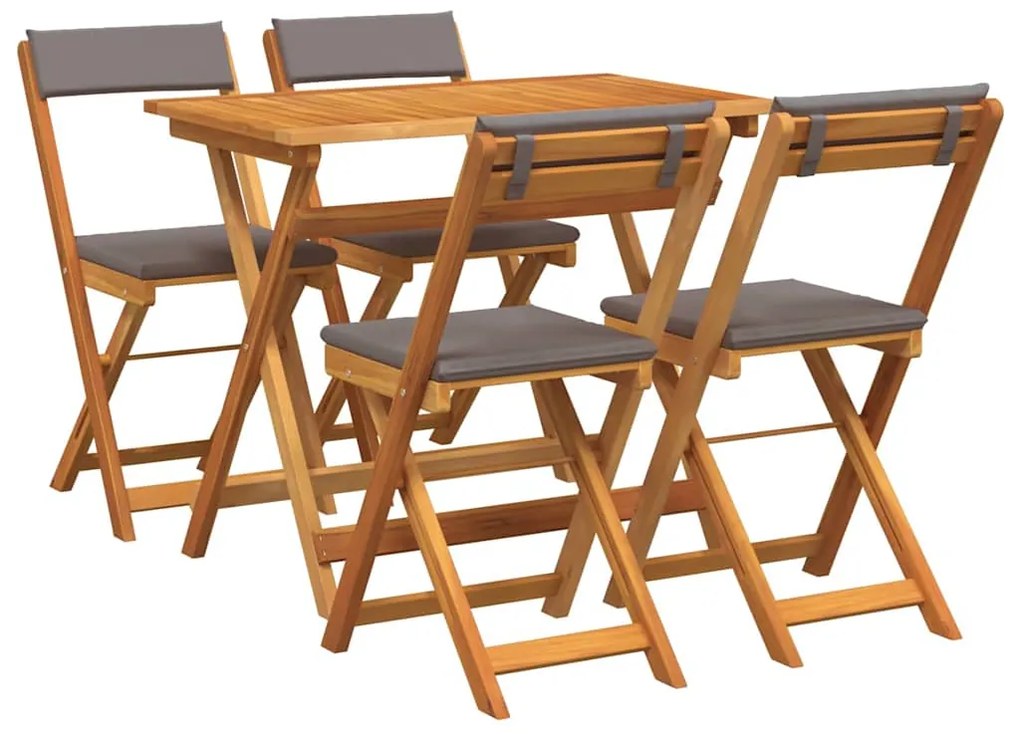 vidaXL Σετ μπιστρό με μαξιλάρι 5 pcs Φυσικό Λάδι Στερεό Ξύλο Ακακίας