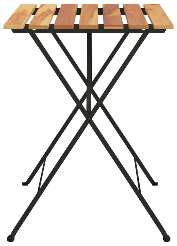 vidaXL Τραπέζι Bistro Πτυσσόμ. 55x54x71 εκ. Μασίφ Ξύλο Teak &amp; Ατσάλι
