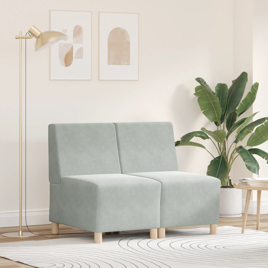vidaXL Καναπέδες 2 pcs Ανοιχτό γκρι 55 x 74 x 82 εκ. Βελούδο