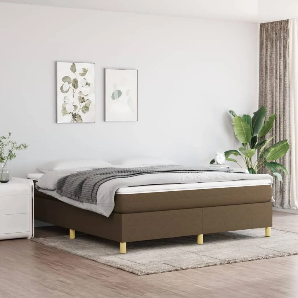 Κρεβάτι Boxspring με Στρώμα Σκούρο Καφέ 160x200 εκ Υφασμάτινο - Καφέ