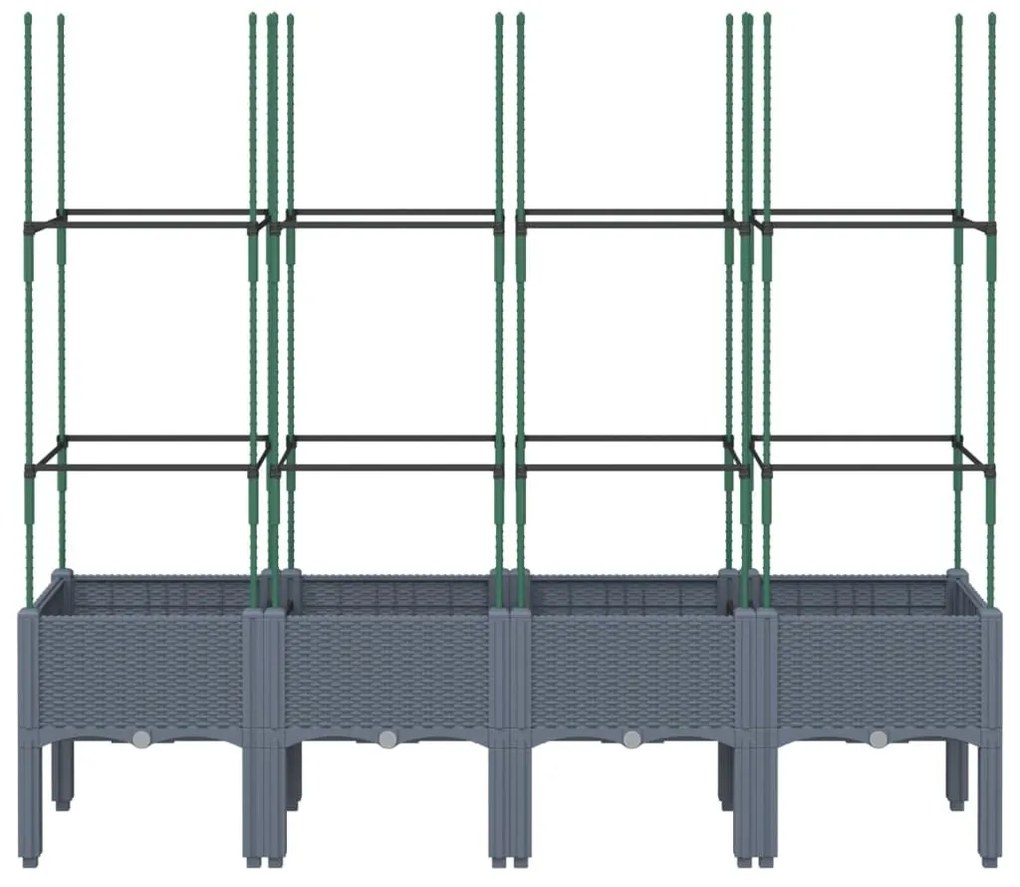 Ζαρντινιέρα Κήπου με Καφασωτό Γκρι 160x40x142,5 εκ. από PP - Γκρι