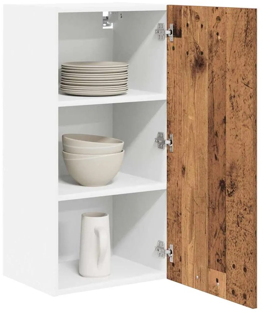 vidaXL Κρεμαστό ντουλάπι Παλαιό Ξύλο και Λευκό 40 x 31 x 80 εκ.