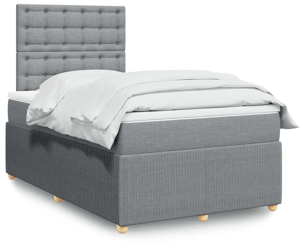 vidaXL Κρεβάτι Boxspring με Στρώμα Ανοιχτό Γκρι 120x200 εκ. Υφασμάτινο