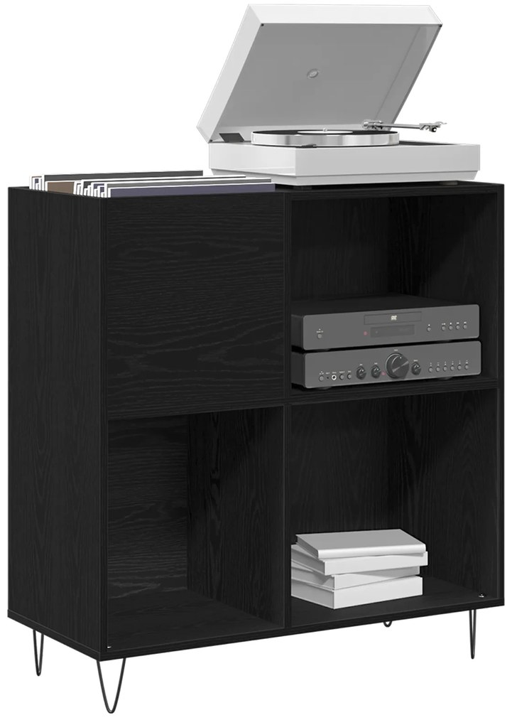 vidaXL Ντουλάπι Δισκοθήκης Μαύρη Δρυς 84.5x38x90 εκ. Επεξεργασμένο Ξύλο