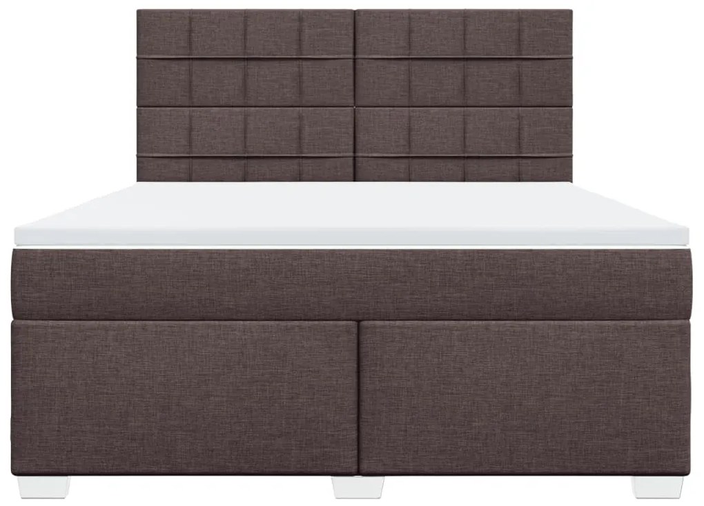 vidaXL Κρεβάτι Boxspring με Στρώμα Σκούρο Καφέ 180x200 εκ Υφασμάτινο