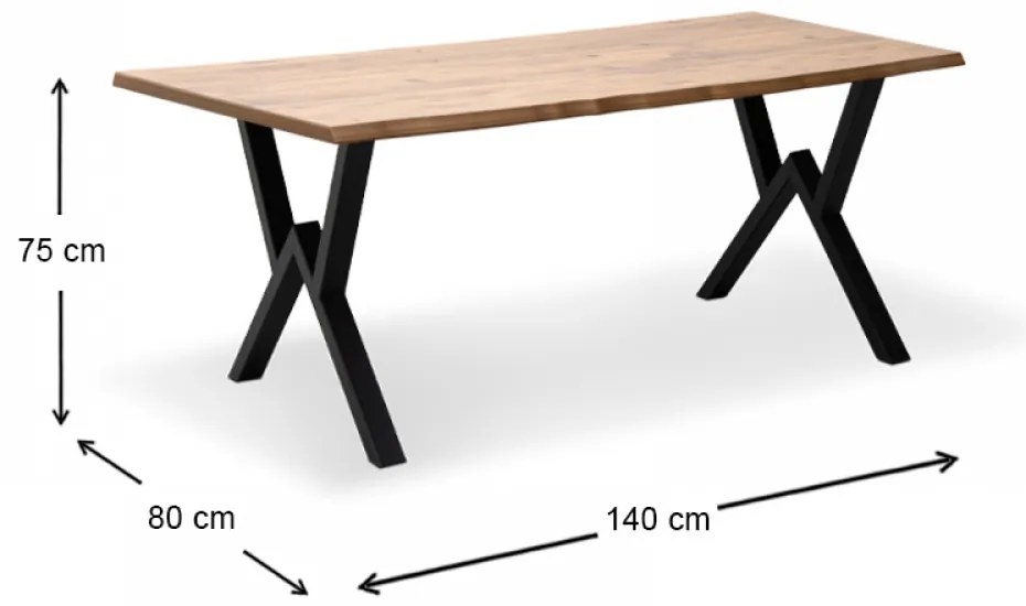 Τραπέζι &quot;KRISTA&quot; από MDF/μέταλλο σε χρώμα ακακία/μαύρο 120x70x75