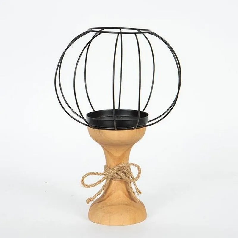 Κηροπήγιο Ρεσώ Ξύλινο 752-23023 20.5x20.5x32cm Natural-Black Estheti Home Ξύλο