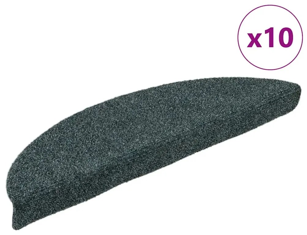 vidaXL Πατάκια Σκάλας Αυτοκόλ. 10 τεμ. Πράσινο 56x17x3 εκ Βελονιασμένα