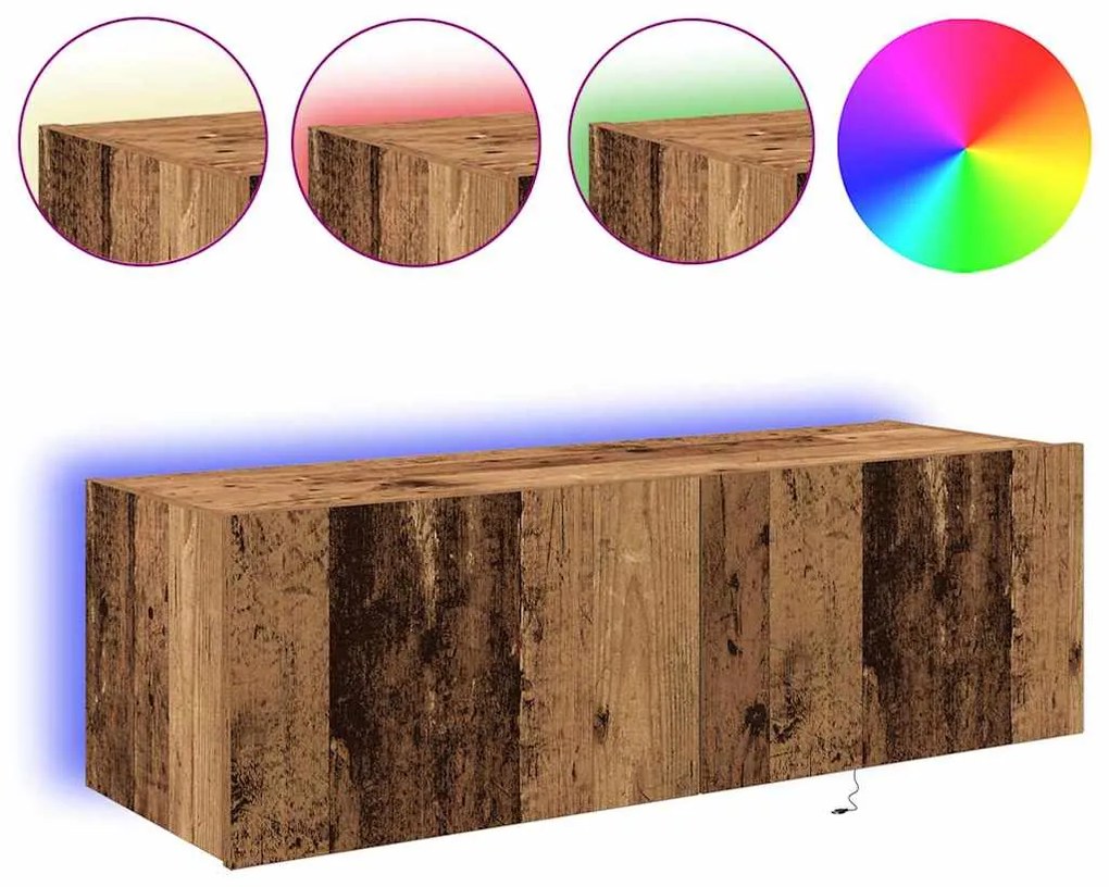 vidaXL Ντουλάπι Τηλεόρασης Τοίχου 2 pcs Παλιό Ξύλο 100 x 35 x 31 cm