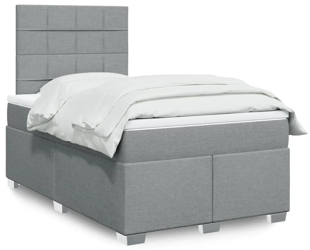 vidaXL Κρεβάτι Boxspring με Στρώμα Ανοιχτό Γκρι 120x190 εκ. Υφασμάτινο