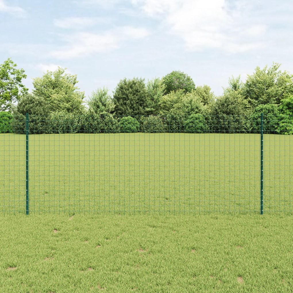 vidaXL Ασημένιοι Πόλοι Φράχτη 22 pcs Πράσινο 50 x 1 μ Μέταλλο