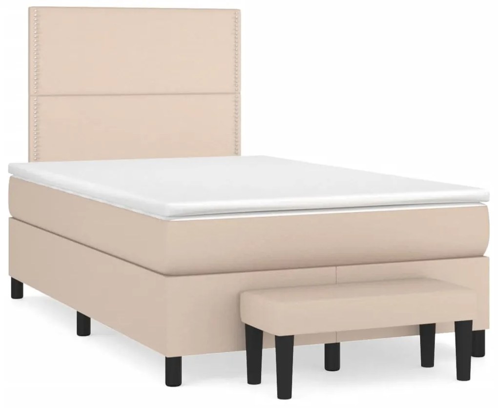 vidaXL Κρεβάτι Boxspring με Στρώμα Καπουτσίνο 120x190εκ.από Συνθ.Δέρμα