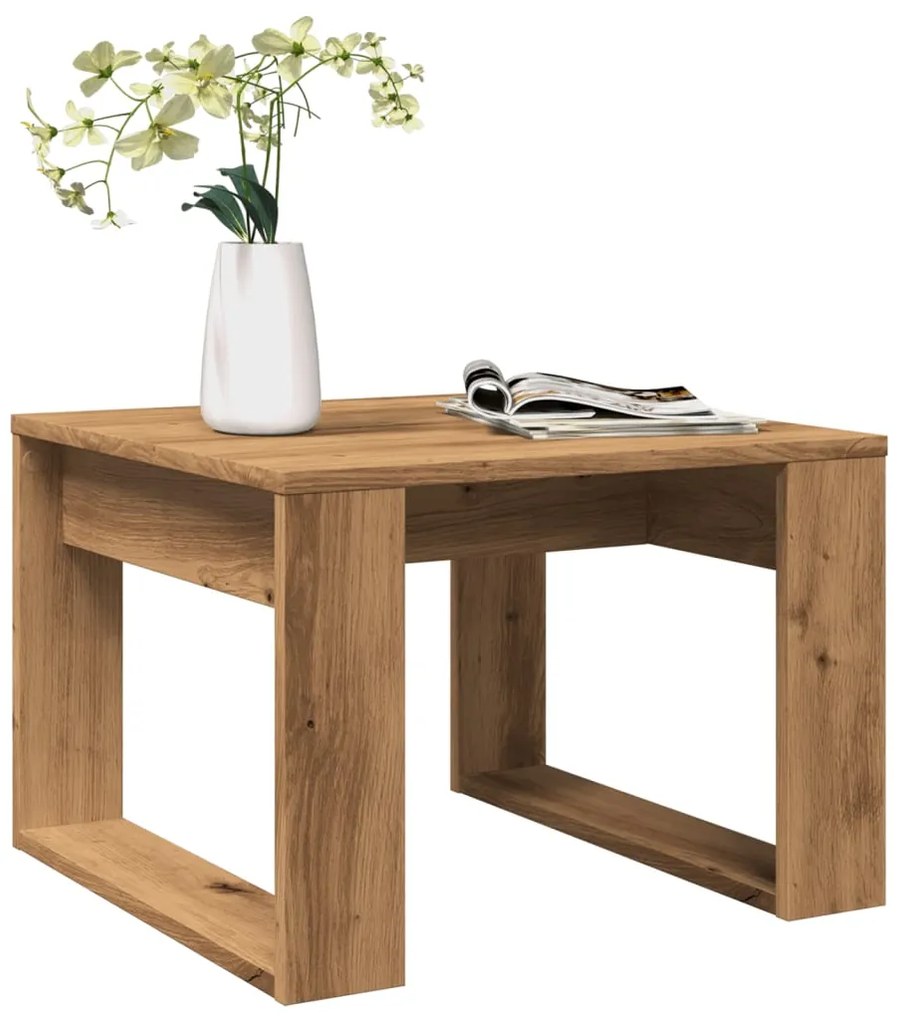 vidaXL Βοηθητικό Τραπέζι Artisan Δρυς 50 x 50 x 35 εκ. Επεξ. Ξύλο