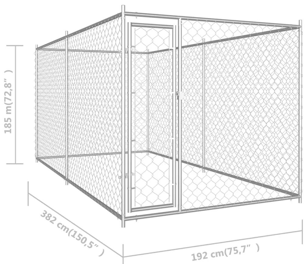Κλουβί Σκύλου Εξωτερικού Χώρου 382 x 192 x 185 εκ. - Ασήμι