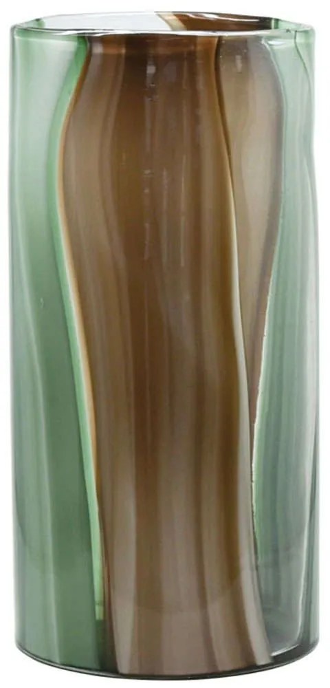 Βάζο Φυσητό Γραμμές 15-00-23901 Φ20x39,5cm Green-Brown Marhome Glass