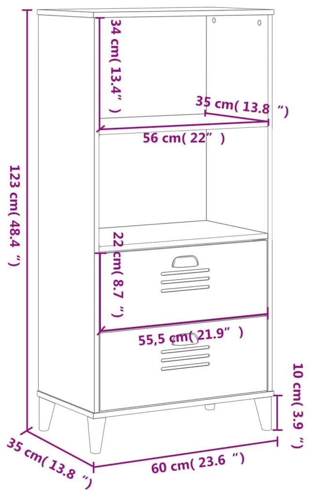 Βιβλιοθήκη VIKEN Λευκή 60x35x123 εκ. από Επεξεργασμένο Ξύλο - Λευκό