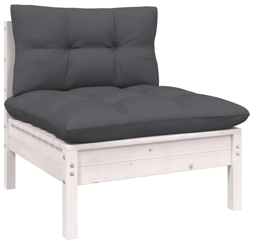 vidaXL Σαλόνι Κήπου Σετ 13 Τεμαχίων Λευκό Ξύλο Πεύκου &amp; Μαξιλάρια