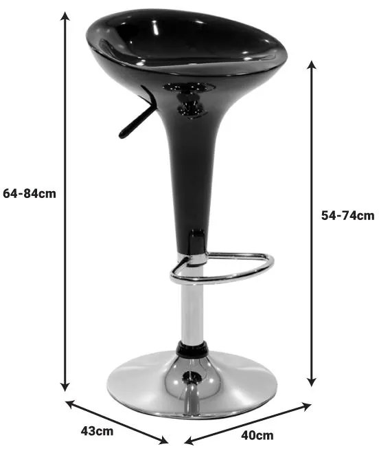 Σκαμπό μπαρ Felice πτυσσόμενο μαύρο-βάση χρωμίου 40x43x84εκ 2αδα 40x43x84 εκ.