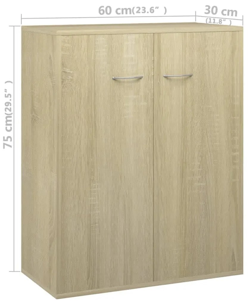 vidaXL Ντουλάπι Sonoma Δρυς 60 x 30 x 75 εκ. από Επεξ. Ξύλο