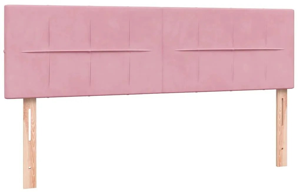 Box Spring κρεβάτι με στρώμα ροζ 140x220 cm Βελούδινο - Ροζ