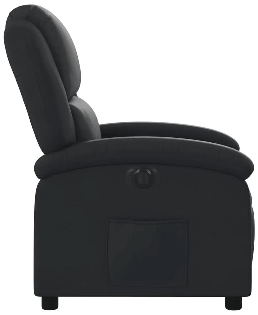 Πολυθρόνα Ανακλινόμενη Ηλεκτρική Μαύρη από Γνήσιο Δέρμα - Μαύρο
