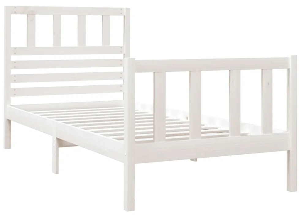 Πλαίσιο Κρεβατιού Λευκό 75x190 εκ. Μασίφ Ξύλο Small Single 3101114