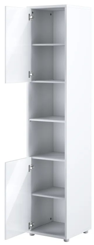 Σετ επίπλων Concept Pro Lenart AH145, Γυαλιστερό λευκό, Άσπρο, Πλαστικοποιημένη μοριοσανίδα, Τάβλες για Κρεβάτι, 90x200, Μονόκλινο, Με συρτάρια, Με πόρτες