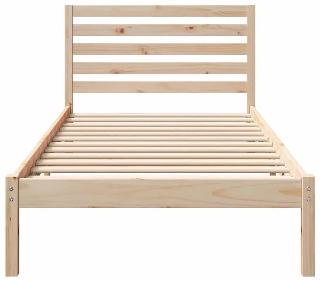 vidaXL Σκελετός Κρεβατιού Καφέ 90 x 200 cm Μασίφ ξύλο πεύκου