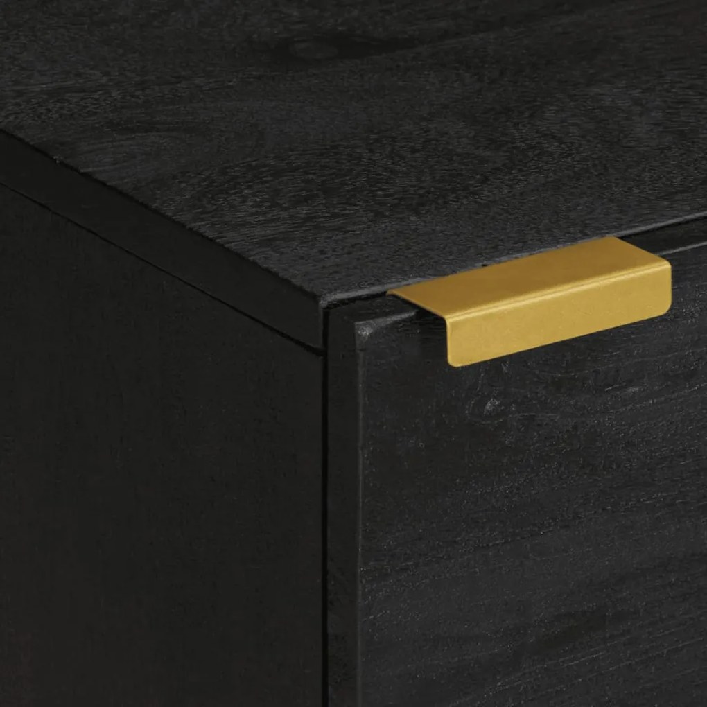 vidaXL Κομοδίνα 2 τεμ. Μαύρα 40 x 33 x 46 εκ. από Μασίφ Ξύλο Μάνγκο