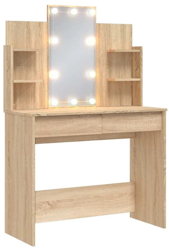 vidaXL Μπουντουάρ με LED Φώτα Sonoma Δρυς 96 x 40 x 142 εκ.