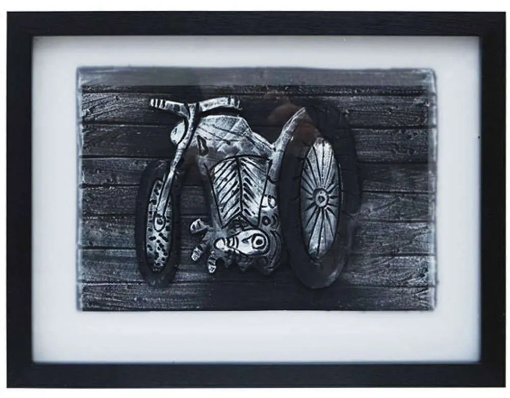 Κάδρο Μοτοσικλέτα 15-00-18213 40x30cm Black-White Marhome Οριζόντιοι Wood, Glass