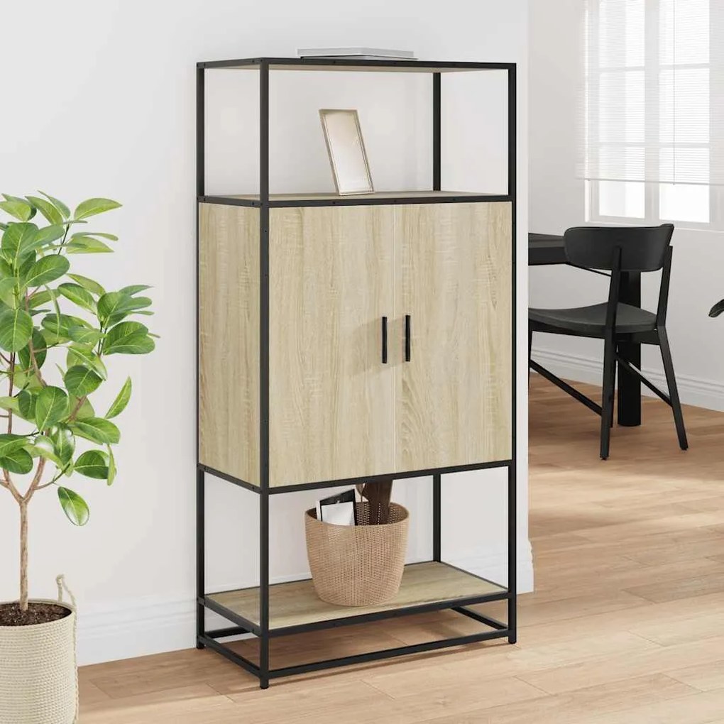 Highboard Δρυς sonoma 68x35x139 cm Επεξεργασμένο ξύλο μέταλλο - Καφέ