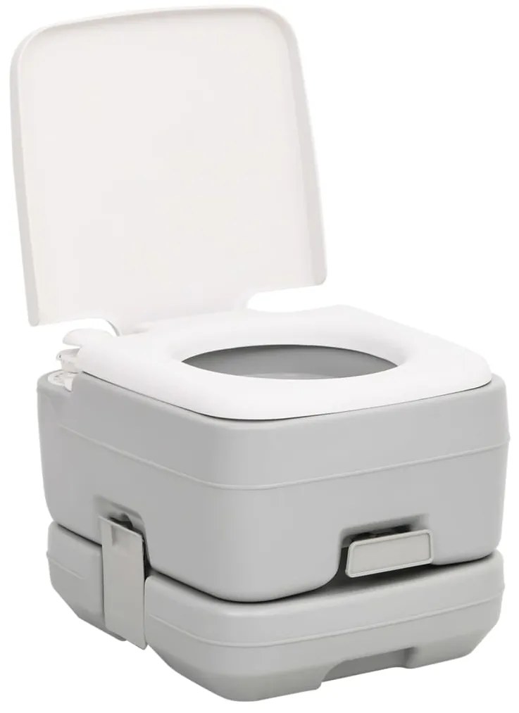 vidaXL Τουαλέτα Κάμπινγκ Φορητή Γκρι και Λευκό 10 + 10 Λίτρα από HDPE