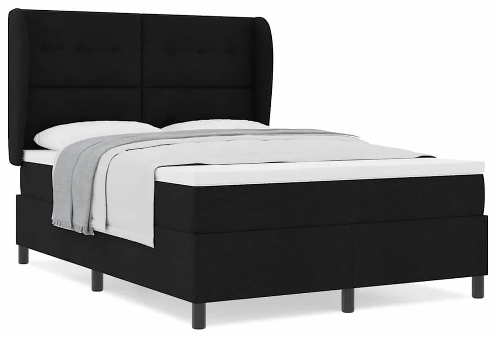 vidaXL Κρεβάτι με ελατήρια με στρώμα Μαύρο 140 x 200 cm ύφασμα