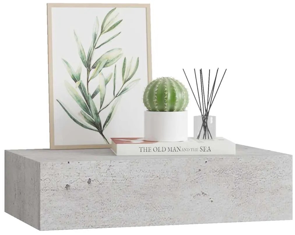 vidaXL Ράφι Επιτοίχιο με Συρτάρι Γκρι Σκυρ. 40 x 23,5 x 10 εκ. από MDF