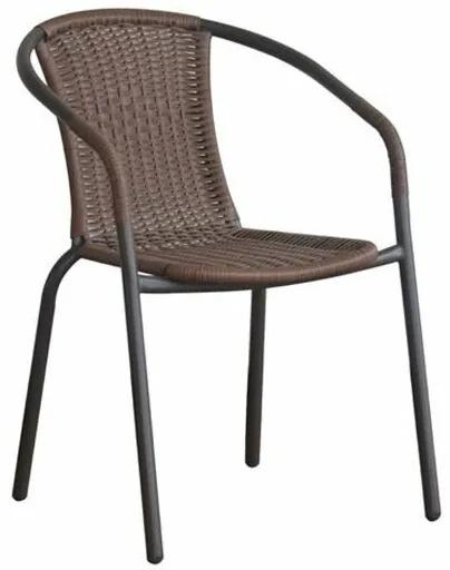Σετ Τραπέζι και καρέκλες Mesa 115, Επεξεργασμένο γυαλί, Πλαστικό ψάθινο, Μέταλλο | Epipla1.gr