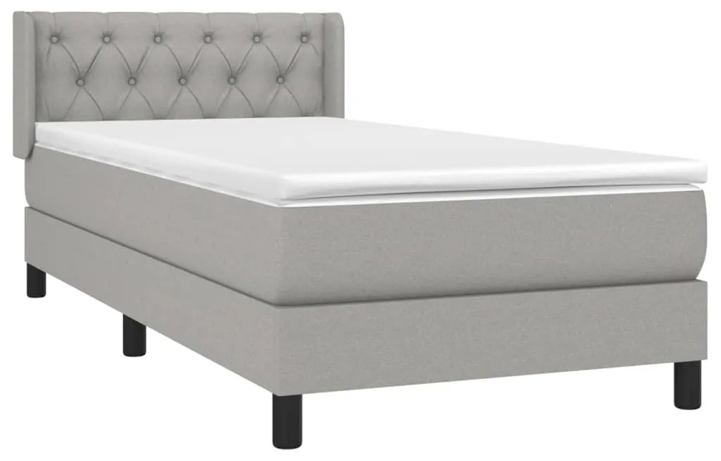 Κρεβάτι Boxspring με Στρώμα Ανοιχτό Γκρι 80x200 εκ. Υφασμάτινο - Γκρι