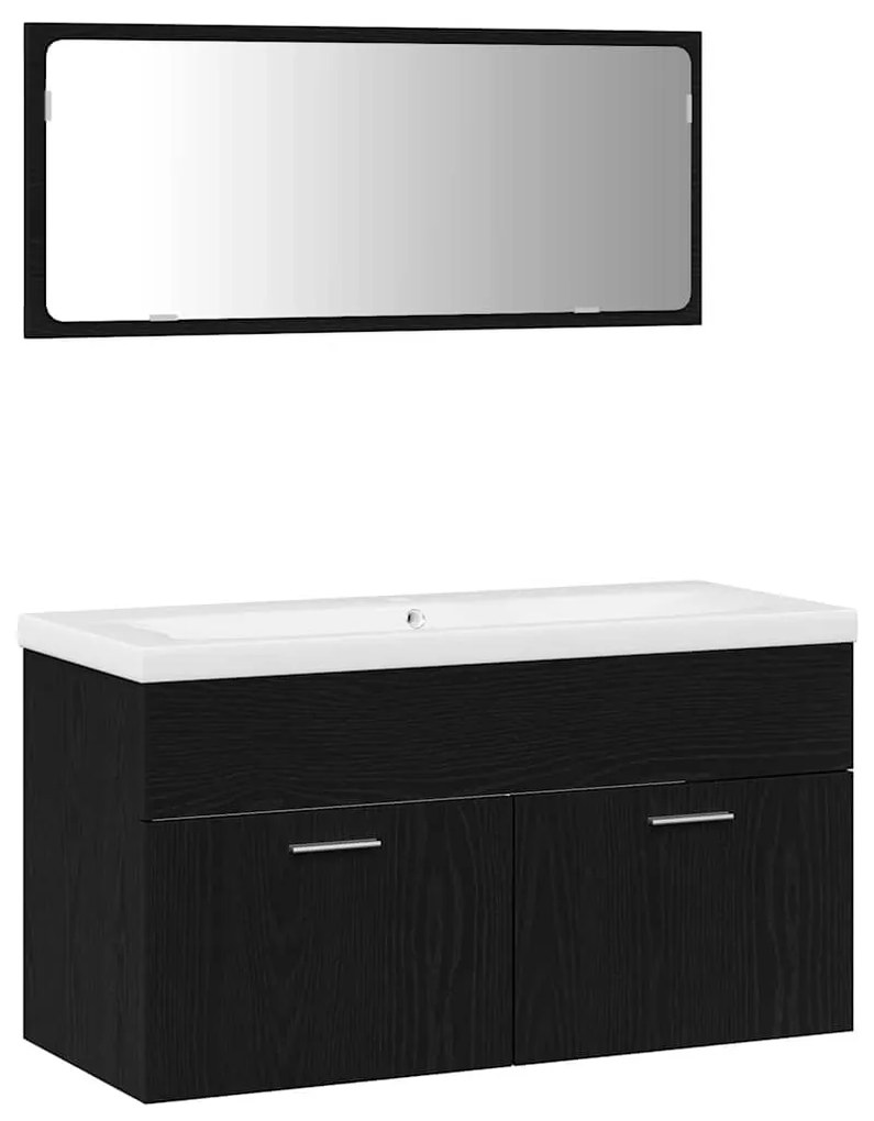 vidaXL Σετ Επίπλων Μπάνιου με πόρτα 3 pcs Μαύρη Οξυά 90 x 38.5 x 46 cm