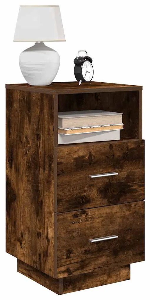 Κομοδίνα 2 τμχ με 2 συρτάρια Καπνιστή Δρυς 36x36x68 εκ.