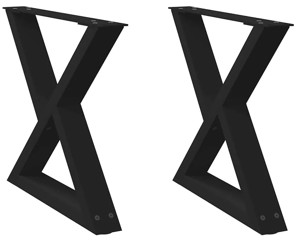 vidaXL Πόδια Τραπεζιού Σαλονιού 2 τεμ. Μαύρο 60x(42-43,3) εκ. Ατσάλι
