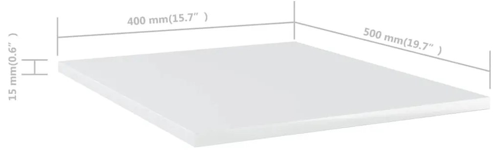 Ράφια Βιβλιοθήκης 8 τεμ. Γυαλ. Λευκό 40x50x1,5 εκ. Επεξ.Ξύλο - Λευκό