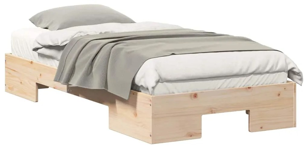 vidaXL Κρεβάτι δαπέδου Καφέ 90 x 200 cm Μασίφ ξύλο πεύκου