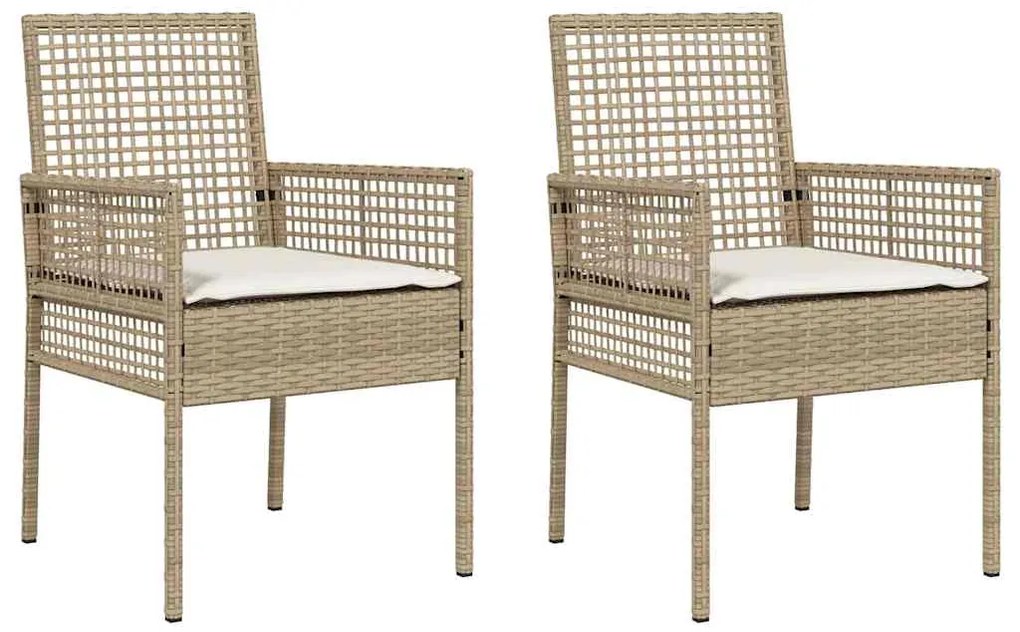 vidaXL Καρέκλα Κήπου 2 pcs Μπεζ 55 x 53 x 85 εκ συνθετικό ρατάν
