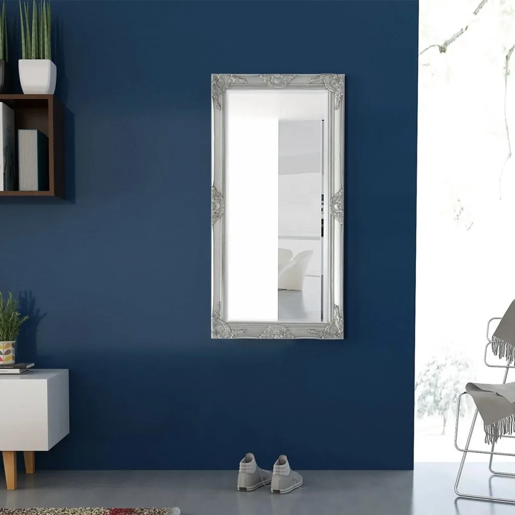 vidaXL Καθρέφτης Τοίχου με Μπαρόκ Στιλ Ασημί 120 x 60 εκ.