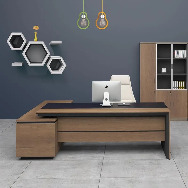 WOODWELL ΕΟ810,RPROLINE Γραφείο Δεξιά Γωνία Απόχρωση Καρυδί Δρυς - Μαύρο 180x75/160x40 H.75/63cm ΕΟ810,R